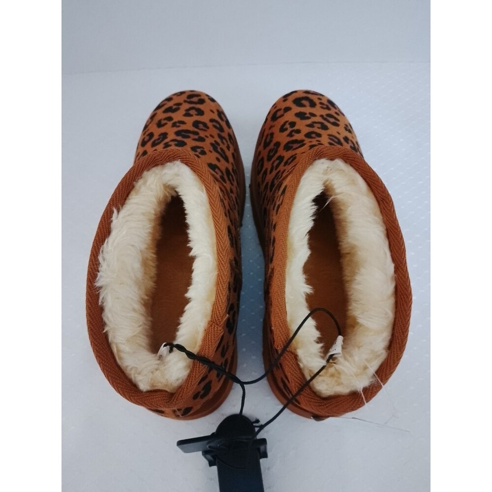 NWT Time and Tru Women's Genuine Suede Leopard Print Ankle Boot Slippers Size 7 - Picture 12 of 13